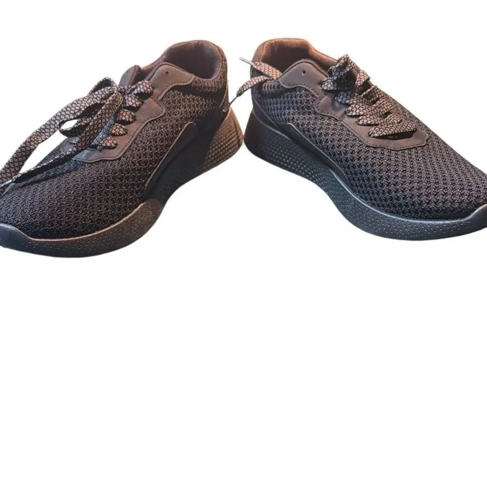 HIND Men's Black Lace Up Round Toe HM-Blast Knit Lace-Up Sneakers Size 8.5